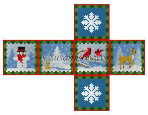 Woodland Snow Day Cube Ornament - 18ct