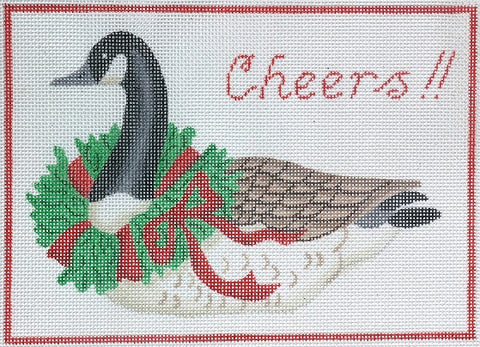 Canada Goose With Wreath and Red Ribbon