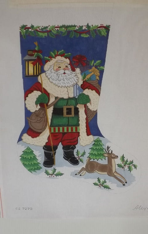 Christmas Stocking - Santa With Deer 