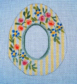 Roses and Forget-Me-Nots On Yellow Stripes Sugar Egg