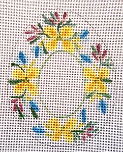 Purple/Blue/Yellow Flora On White Sugar Egg