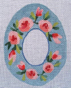 Pink Roses On Blue Sugar Egg