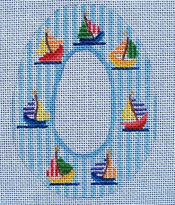 Sailboats On Blue Stripes Sugar Egg