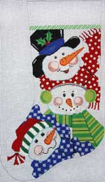 Snowman Faces Stocking - Bright