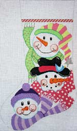 Snowman Faces Stocking - Pastel