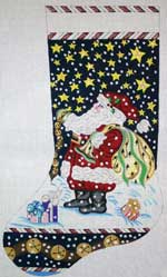 Santa With Jingle Bells Stocking