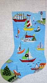 Sailboat Marina At Christmas Stocking