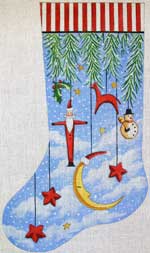 Primitive Ornaments With Moon Stocking