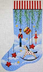 Primitive Ornaments With Rocking Horse Stocking