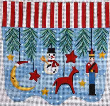 Primitive Ornaments With Moon Stocking Cuff