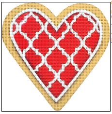 Red Trellis Heart Cookie