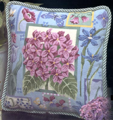 Hydrangea Needlepoint Pillow