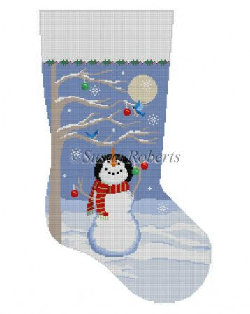 Moonlit Snowman Bird Tree Stocking