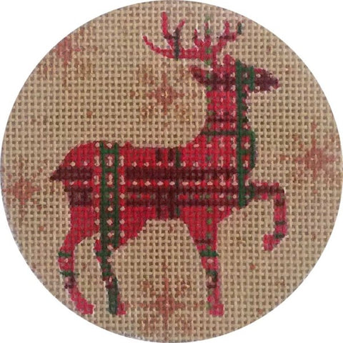 Red and Green Plaid Reindeer Ornament