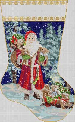 Santa In Forest Stocking