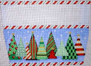 Funky Forest Stocking Cuff/Mint Stripe Tree