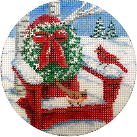 Cardinals and Adirondack Chair Ornament