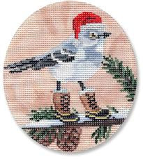 Mockingbird With Red Hat and Boots Ornament