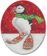 Puffin In Snowshoes Ornament