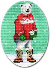 Polar Bear With Red Sweater Ornament