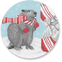 Beaver With Candy Cane Ornament