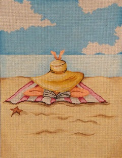 Girl Reading On Beach