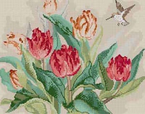 Tulips & Hummingbird