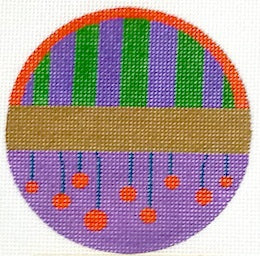 Striped Circle Ornament (w/Ribbon Black)