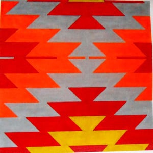 Kilim Star Red, Gray, and Peach