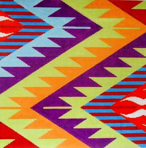 Kilim Chevron Blue, Purple, Green, & Orange