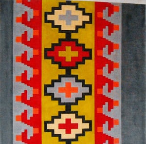 Kilim Wave Red, Gray, Dk Gray, Yellow Green