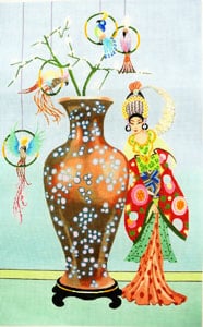 Woman with Vase and Parrots
