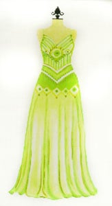 Evening Gown - Lime Green with Spag. Straps