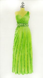 Evening Gown - Lime with one shoulder strap