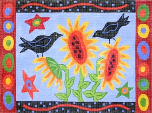 Blackbird & Sunflower Primitive