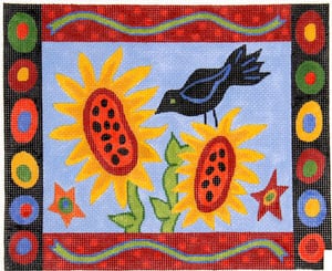 Blackbird & Sunflower Primitive