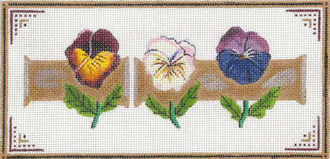 Pansy Trio On Bamboo