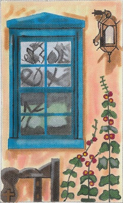 Santa Fe And Hollyhocks Window