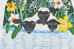 Lambs In A Basket With Flowers Pillow