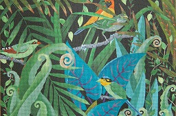 Tropical Plants and Birds Chair Cushion
