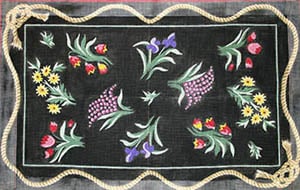 Victorian Summer Floral - Black Bkg. & Rope Border