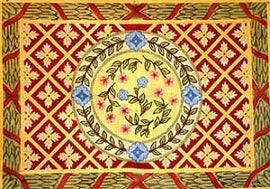 Floral Geometric with Ribbon & Leaf Border
