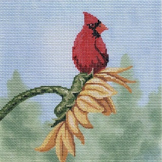 Cardinal on Sunflower
