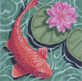 Koi with Pink Flower