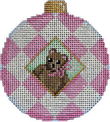 Pink Bear / Harlequin Ball Ornament