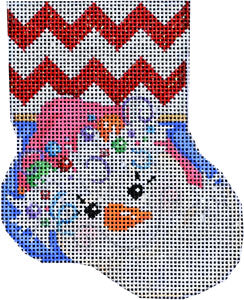 Pink Hat Snowman Mini Stocking