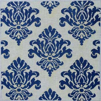 Cream / Navy Damask