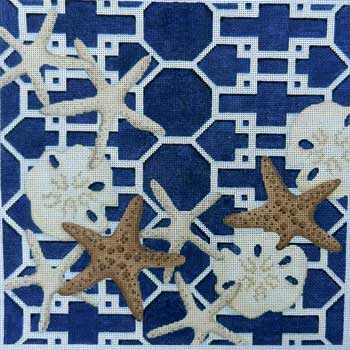 Starfish / Sand Dollars Lattice / Navy