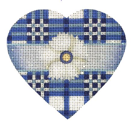 Blue and White Plaid Heart