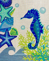 Blue Seahorse and Shells